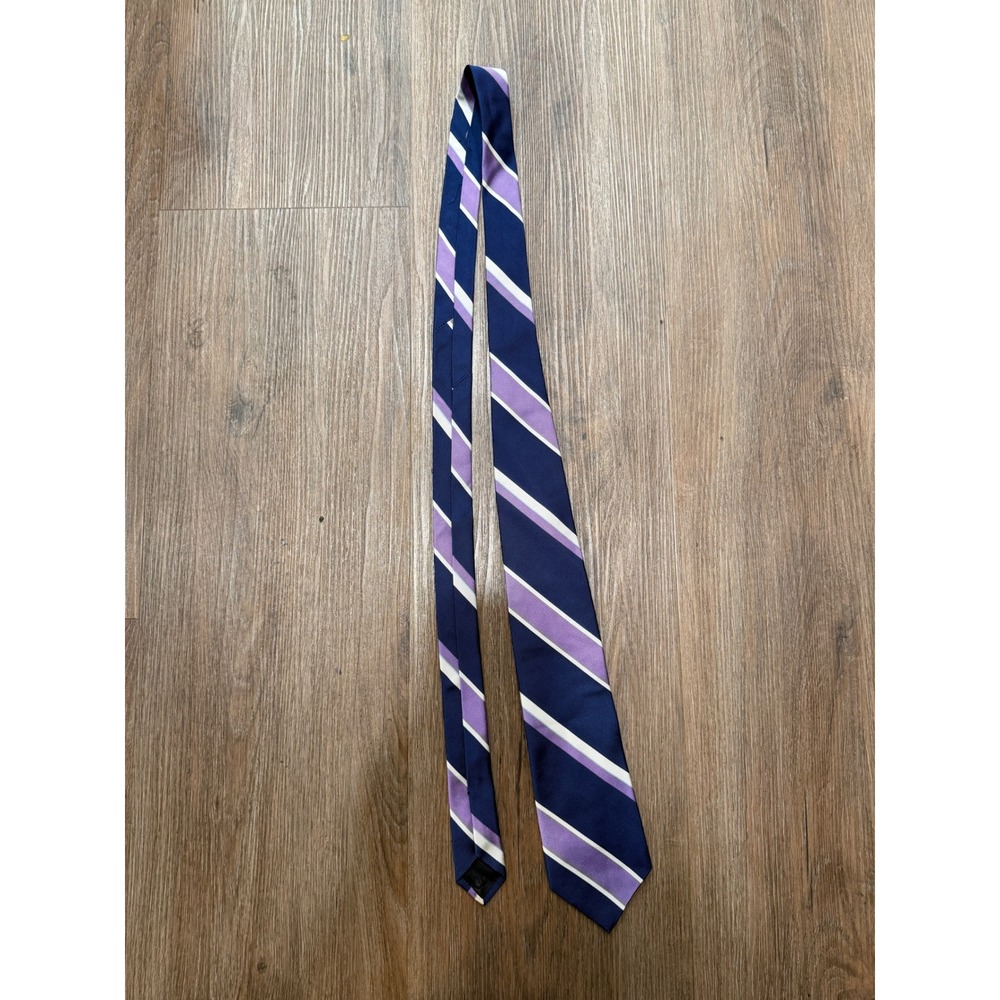 Brooks Brothers 346 Mens Silk Tie Navy Blue Purple White Repp Stripe USA Made